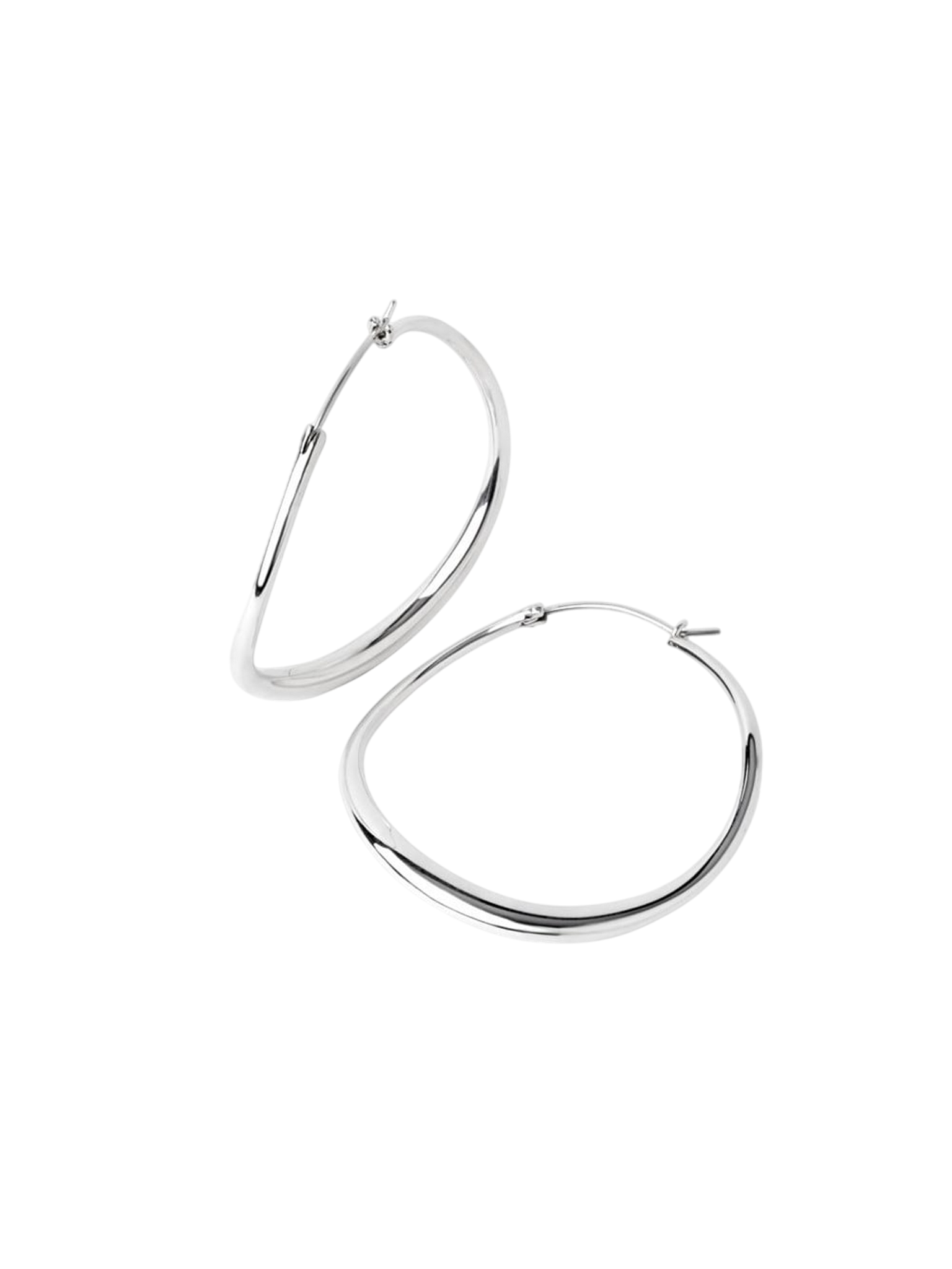 Silver wave large hoops